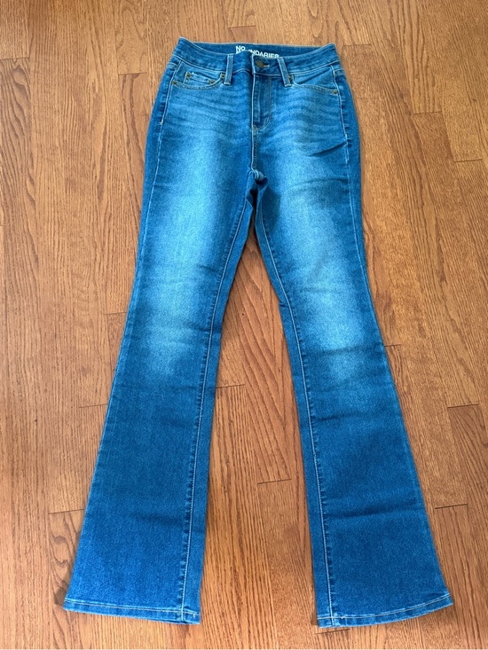 No Boundaries Denim - No Boundaries Medium Blue Stretch Flare Jeans - Women's
